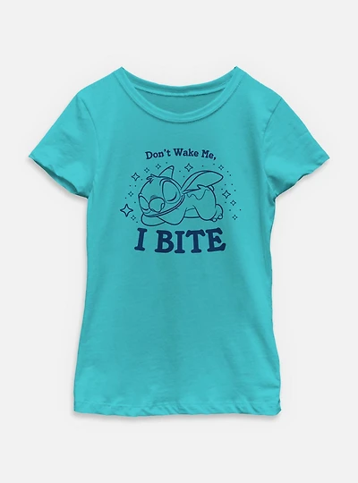 Disney Lilo & Stitch Don't Wake Me I Bite Youth Girls T-Shirt