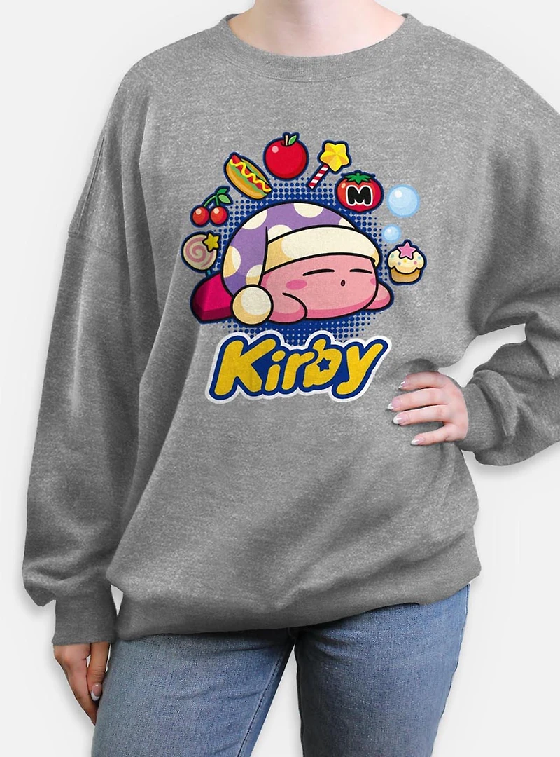 Nintendo Kirby Food Dreams Womens Oversized Sweatshirt