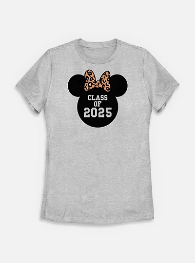 Disney Minnie Mouse Leopard Bow 2025 Womens T-Shirt