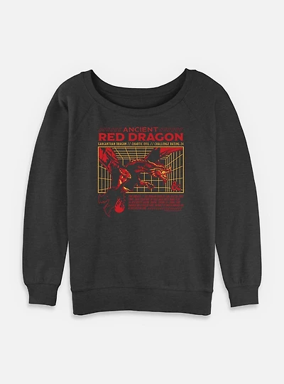 Dungeons & Dragons Ancient Red Dragon Stats Womens Slouchy Sweatshirt