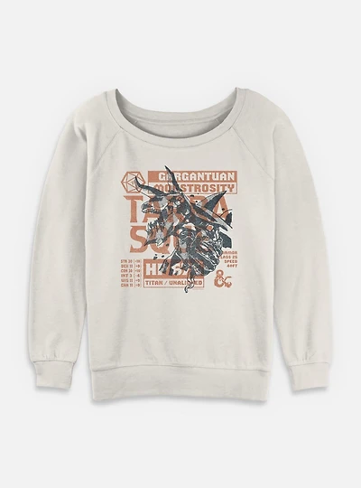 Dungeons & Dragons Terrasque And Stats Womens Slouchy Sweatshirt