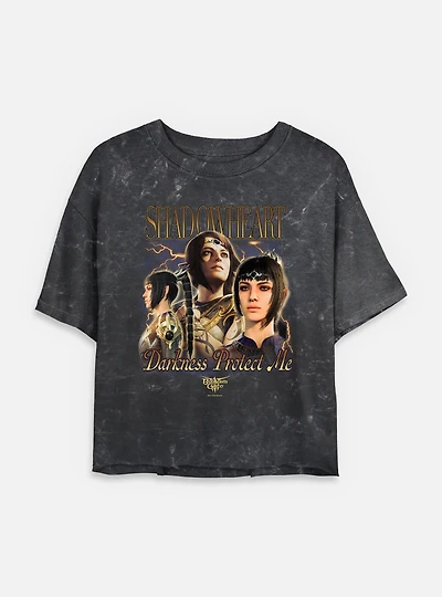 Dungeons & Dragons Shadowheart Montage Mineral Wash Womens Crop T-Shirt
