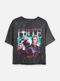 Dungeons & Dragons Astarion Careful I Bite Mineral Wash Womens Crop T-Shirt