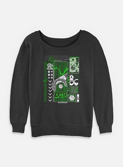 Dungeons & Dragons Trippy D20 Womens Slouchy Sweatshirt