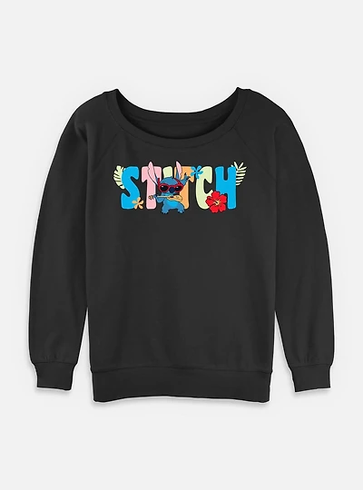 Disney Lilo & Stitch Tropic Shades Name Womens Slouchy Sweatshirt
