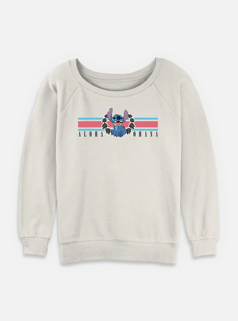 Disney Lilo & Stitch Collegiate Aloha Ohana Womens Slouchy Sweatshirt