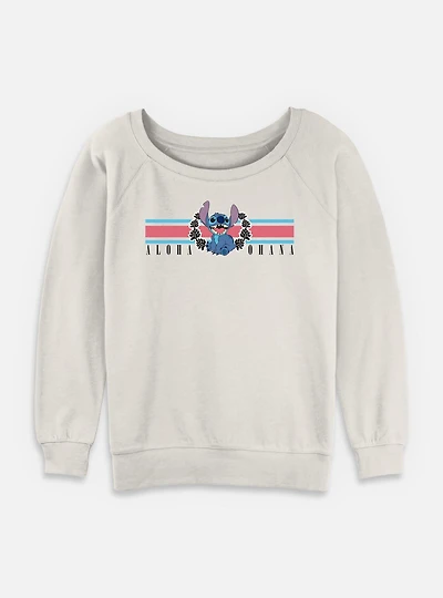Disney Lilo & Stitch Collegiate Aloha Ohana Womens Slouchy Sweatshirt
