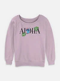 Disney Lilo & Stitch Aloha Leaves Womens Slouchy Sweatshirt