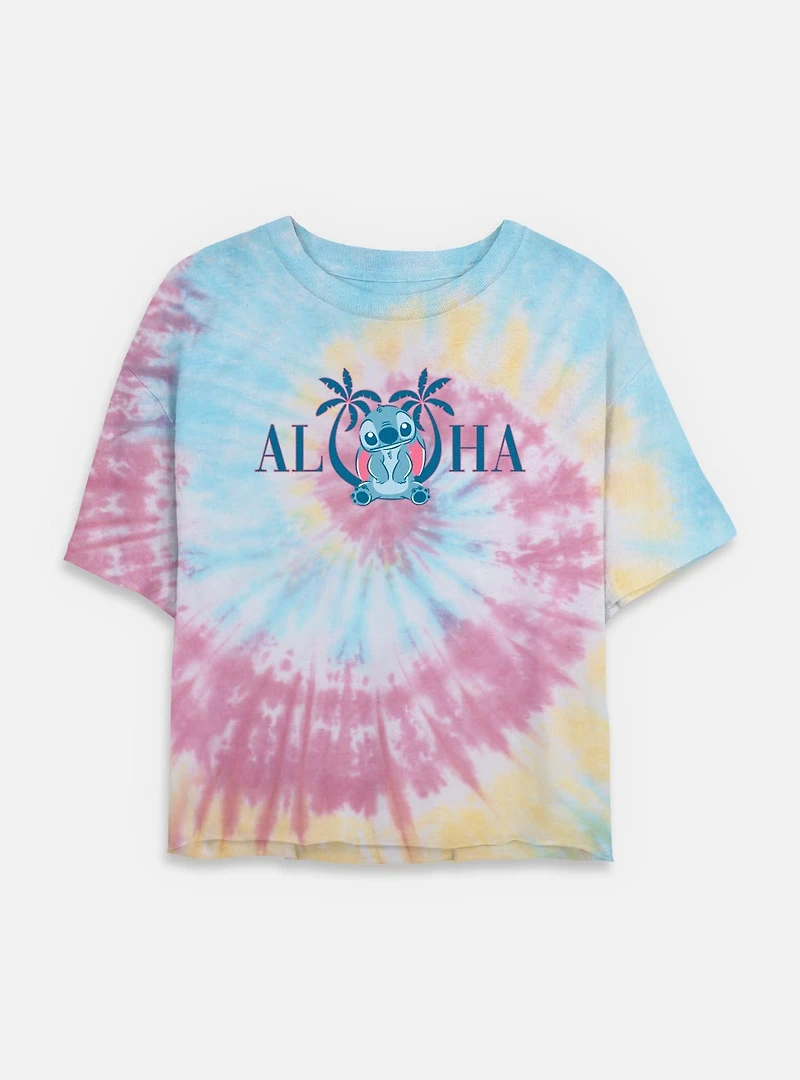 Disney Lilo & Stitch Aloha Kauai Womens Tie-Dye Crop T-Shirt