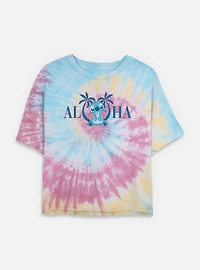 Disney Lilo & Stitch Aloha Kauai Womens Tie-Dye Crop T-Shirt