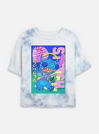 Disney Lilo & Stitch Retro Groovy Womens Tie-Dye Crop T-Shirt