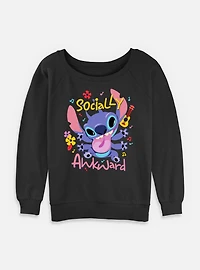 Disney Lilo & Stitch Socially Awkward Womens Slouchy Sweatshirt
