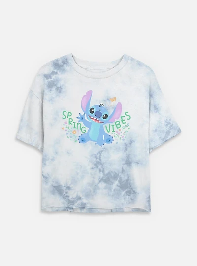 Disney Lilo & Stitch Spring Vibes Womens Tie-Dye Crop T-Shirt