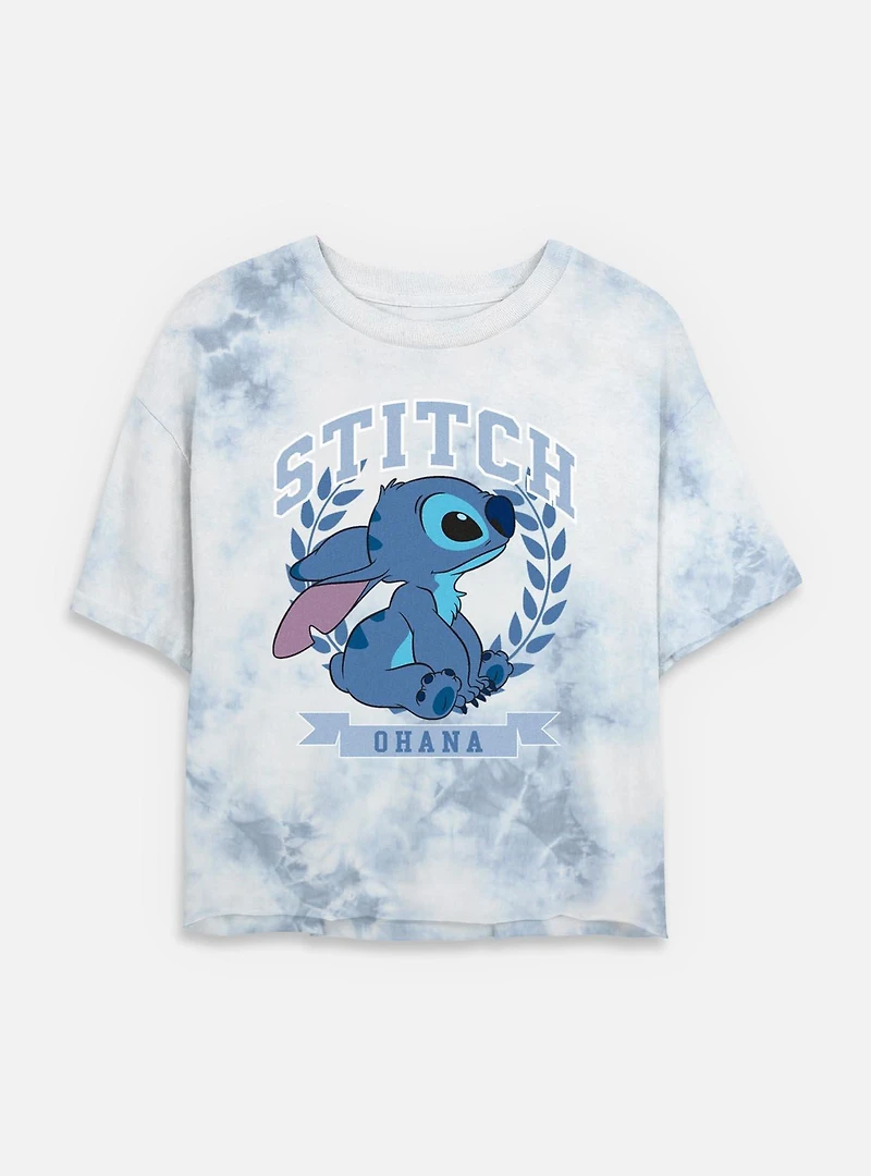 Disney Lilo & Stitch Athletic Womens Tie-Dye Crop T-Shirt