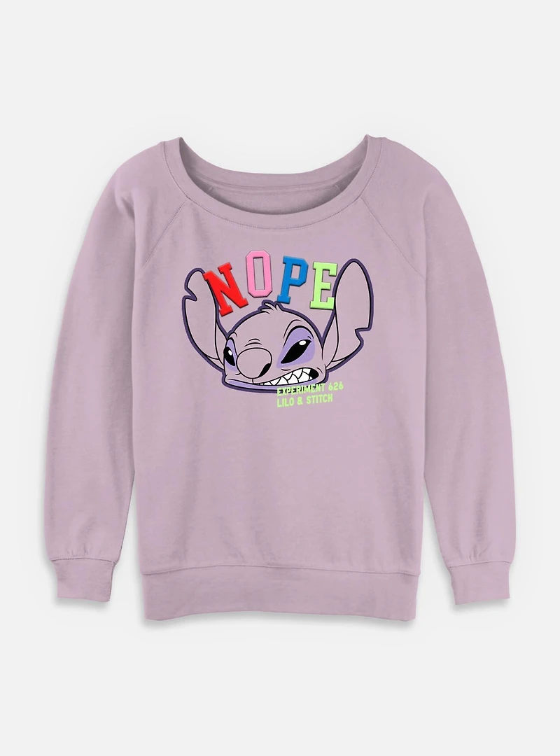 Disney Lilo & Stitch Nope Angry Face Womens Slouchy Sweatshirt