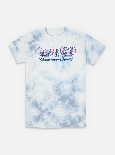 Disney Lilo & Stitch Ohana Means Family Quote Tie-Dye T-Shirt