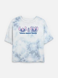 Disney Lilo & Stitch Ohana Means Family Quote Womens Tie-Dye Crop T-Shirt