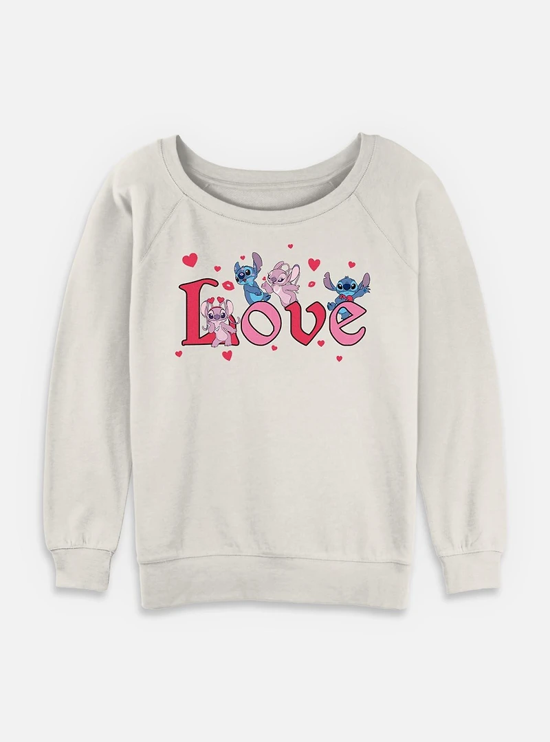 Disney Lilo & Stitch Angel Love Womens Slouchy Sweatshirt