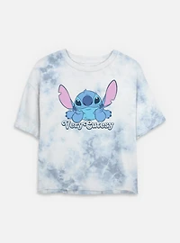 Disney Lilo & Stitch Cutesy Womens Tie-Dye Crop T-Shirt