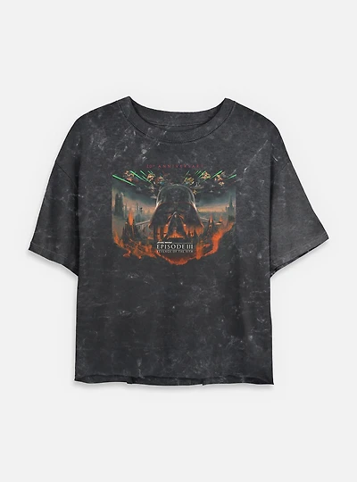 Star Wars Episode III: Revenge Of The Sith 20th Anniversary Scenic Poster Mineral Wash Womens Crop T-Shirt