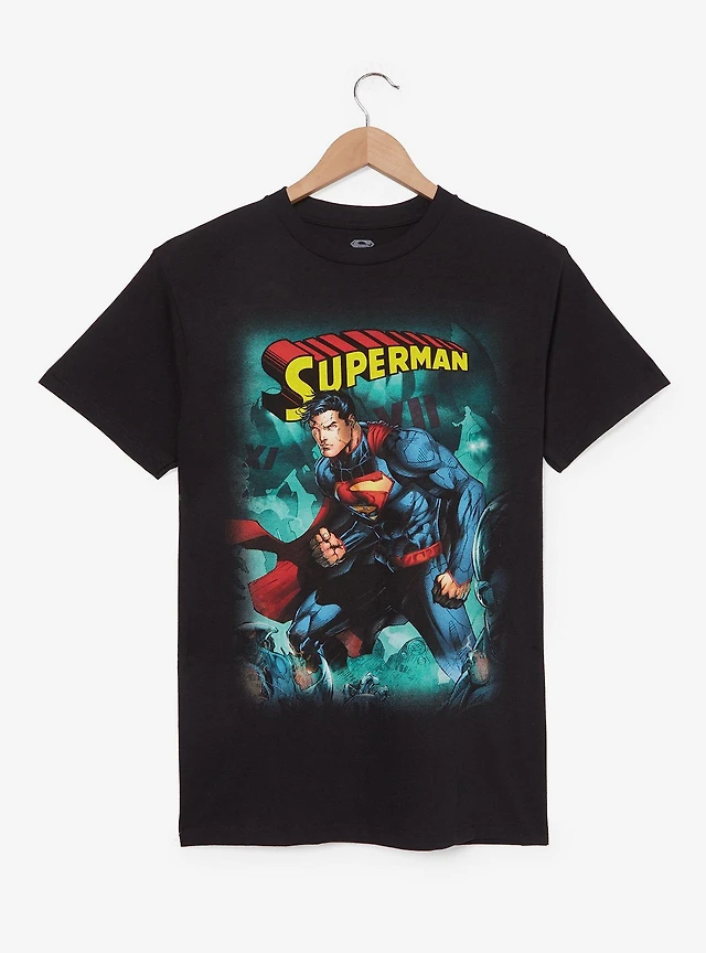 Superman DC Comics Superman Man of Steel Embroidered Ringer V-Neck