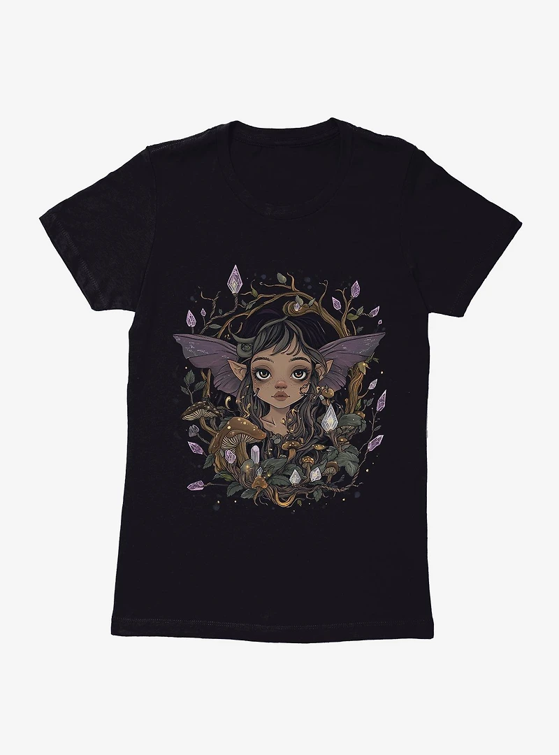 Dark Fairy Crystal Blossoms Womens T-Shirt