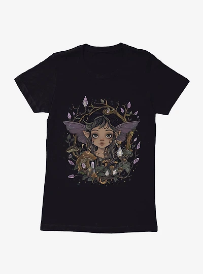 Dark Fairy Crystal Blossoms Womens T-Shirt