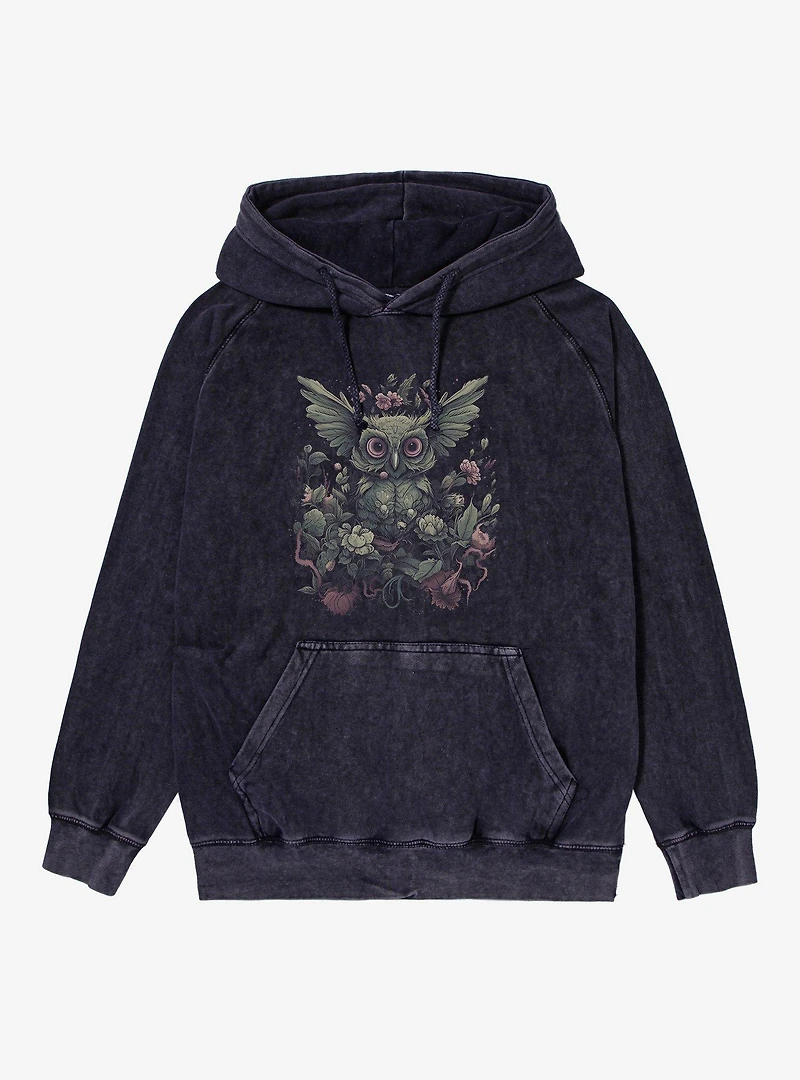 Floral Night Owl Mineral Wash Hoodie