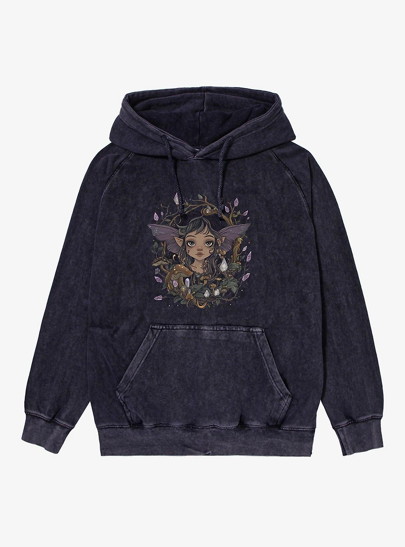 Dark Fairy Crystal Blossoms Mineral Wash Hoodie