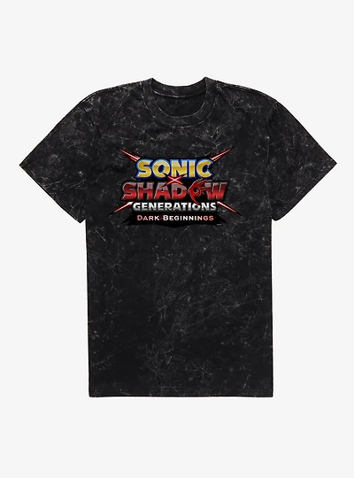 Sonic X Shadow Generations: Dark Beginnings Title Logo Mineral Wash T-Shirt
