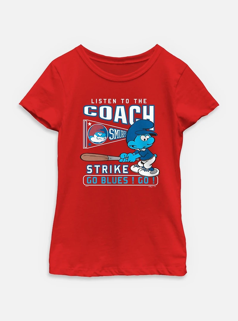 The Smurfs Listen To Coach Youth Girls T-Shirt
