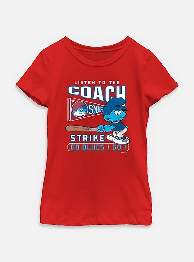 The Smurfs Listen To Coach Youth Girls T-Shirt