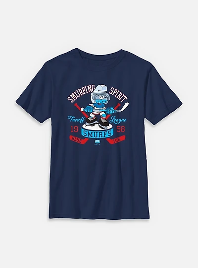 The Smurfs Smurfing Spirit Hockey Youth T-Shirt