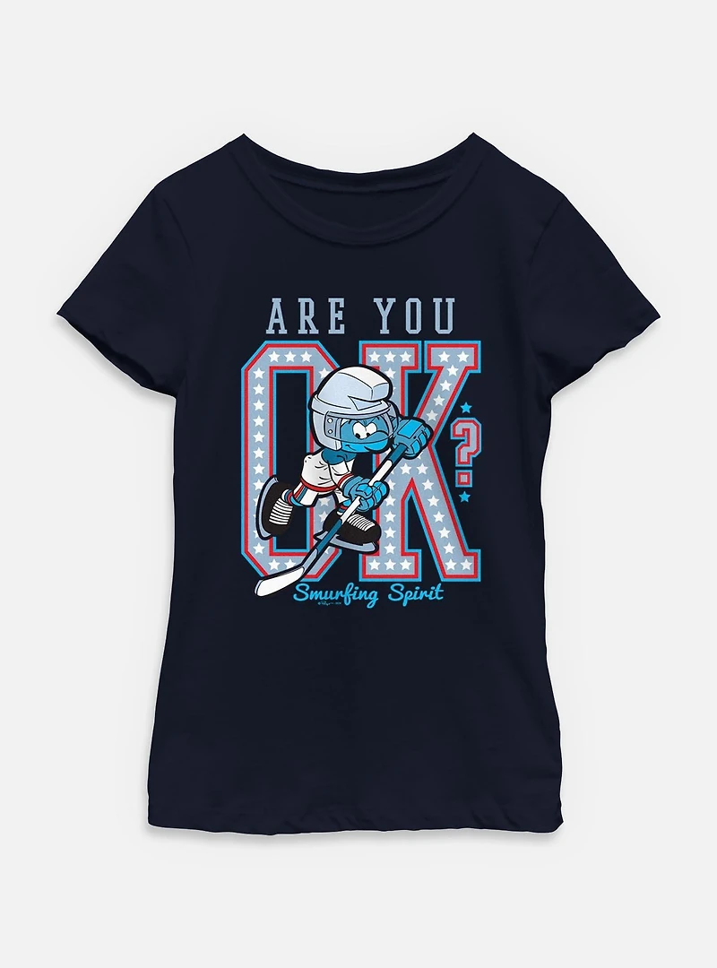 The Smurfs Are You Ok Hockey Youth Girls T-Shirt