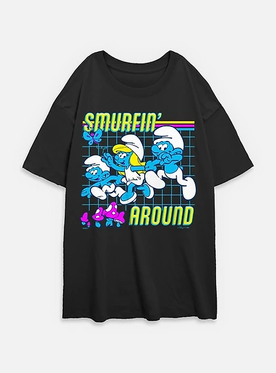 The Smurfs Smurfin Around Womens Oversized T-Shirt