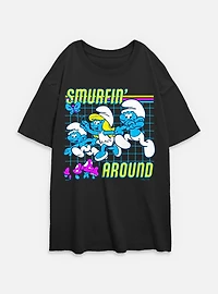 The Smurfs Smurfin Around Womens Oversized T-Shirt