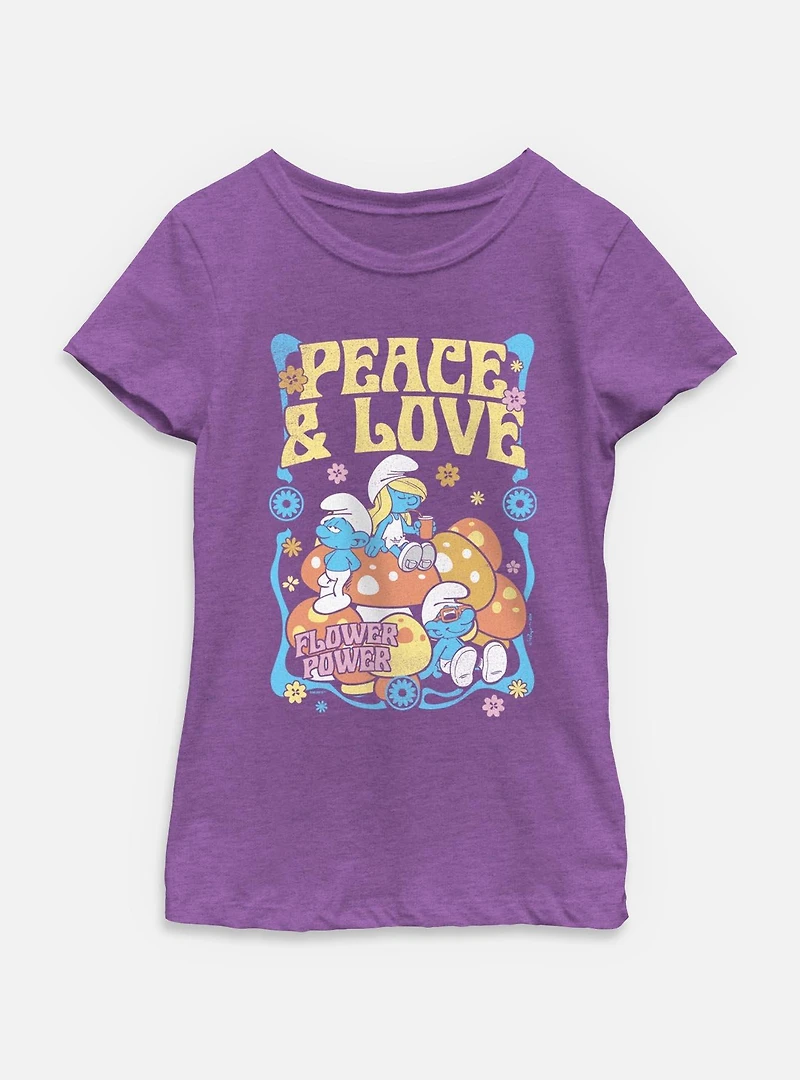 The Smurfs Peace & Love Youth Girls T-Shirt