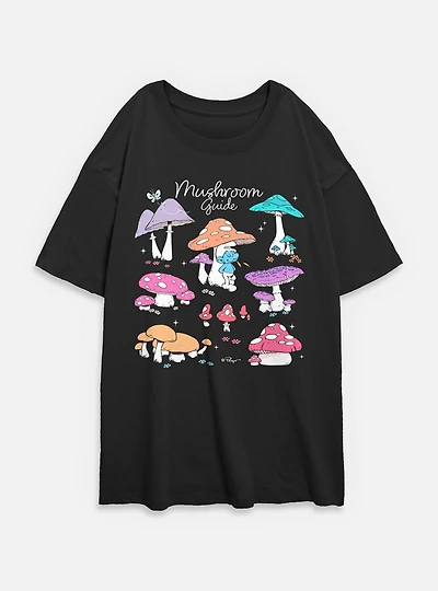The Smurfs Mushroom Guide Womens Oversized T-Shirt