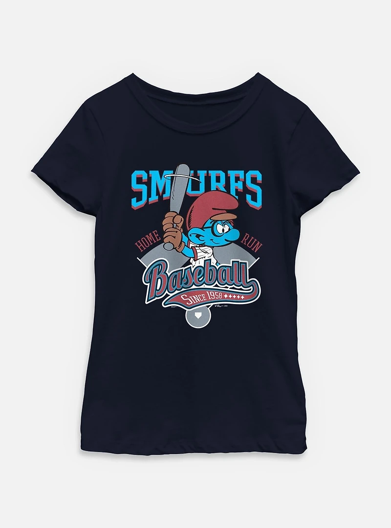 The Smurfs Baseball Home Run Youth Girls T-Shirt