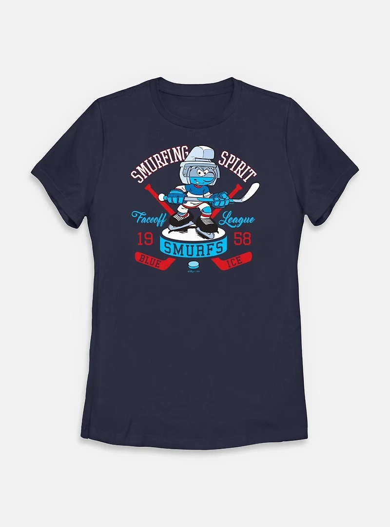 The Smurfs Smurfing Spirit Hockey Womens T-Shirt