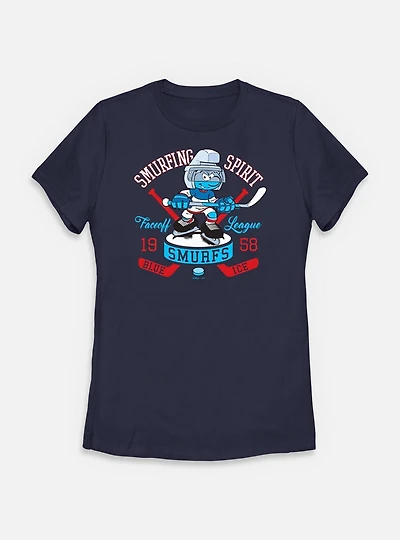 The Smurfs Smurfing Spirit Hockey Womens T-Shirt
