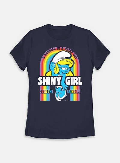 The Smurfs Shiny Girl Rainbow Womens T-Shirt