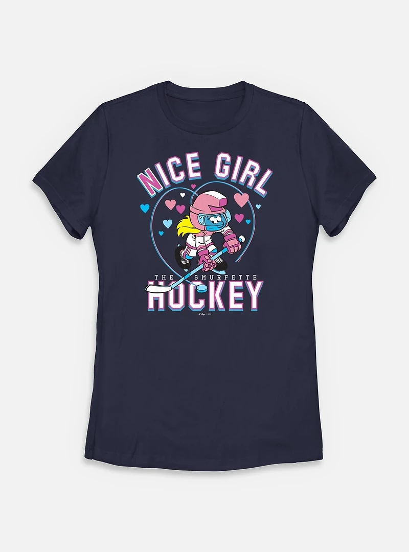 The Smurfs Nice Girl Hockey Womens T-Shirt