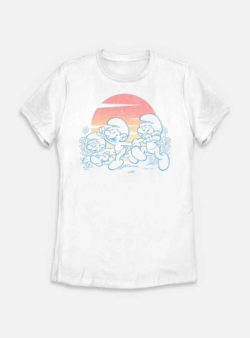 The Smurfs Pastel Sunset Womens T-Shirt
