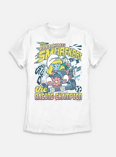 The Smurfs Racing Smurfkart Womens T-Shirt