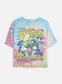 The Smurfs Racing Smurfkart Tie Dye Crop Womens  T-Shirt
