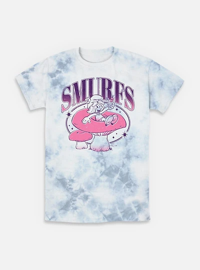 The Smurfs Galaxy Mushroom Vibes  Tie-Dye T-Shirt