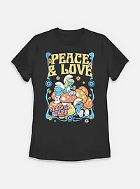 The Smurfs Peace & Love Womens T-Shirt