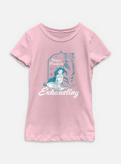 Disney Princesses Jasmine Being A Princess Is Exhausting Youth Girls T-Shirt