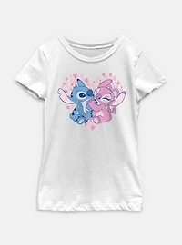 Disney Lilo & Stitch With Angel Heart Youth Girls T-Shirt